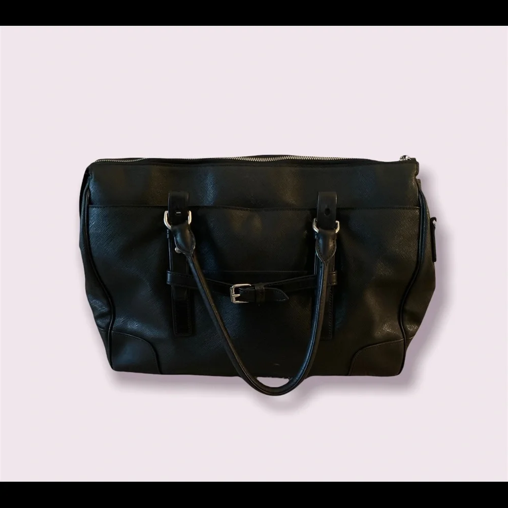 Tumi Black Leather Laptop Tote
